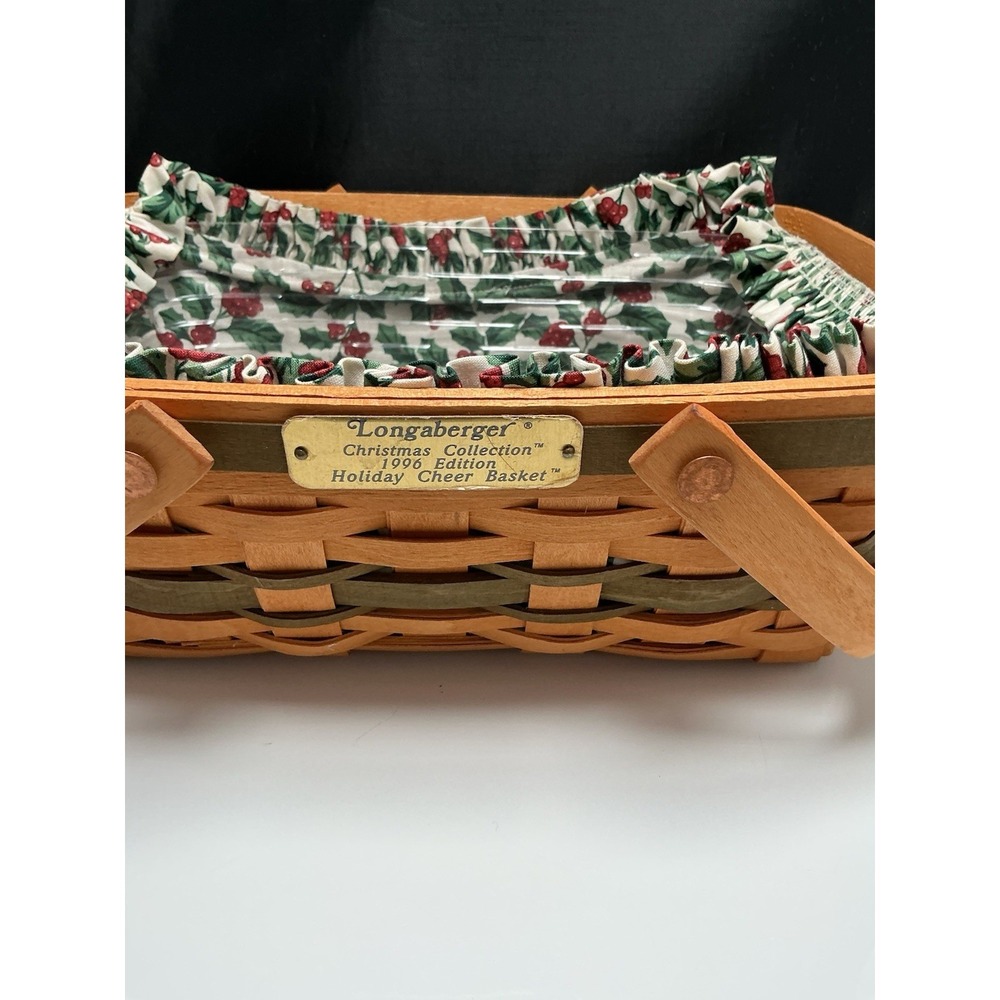 Longaberger 1996 Edition Holiday Cheer Basket Liner & Protector Swing Handles - Picture 2 of 12